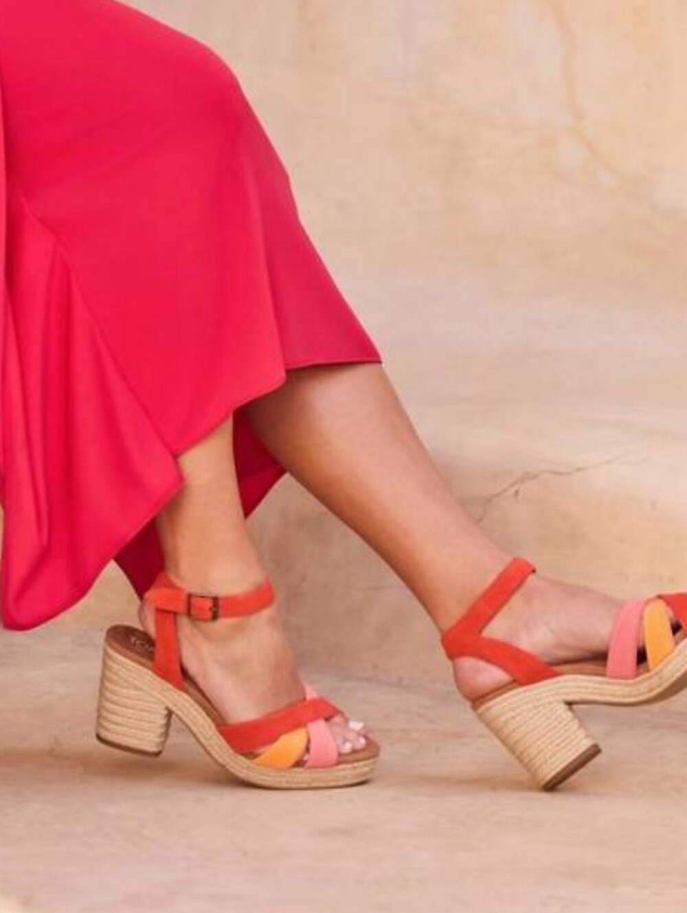 TOMS Majorca Strappy Sandal Flame Suede Size 8 NWT - Picture 2 of 11